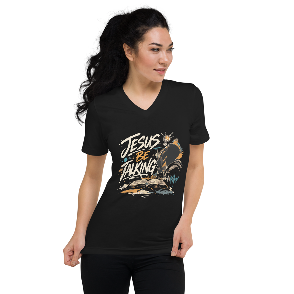 "Jesus be Talking" - Unisex Short Sleeve V-Neck T-Shirt